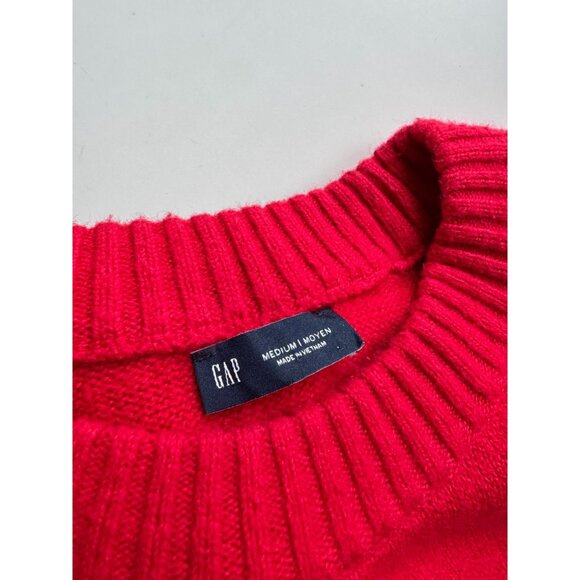 GAP Modern Red Cashsoft Cotton Blend Knit Crew Neck Sweater, Size M - Picture 13 of 16